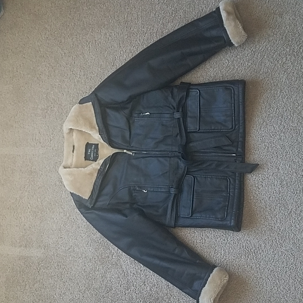 The Connection New York Genuine Leather Jacket, Faux Fur Lined, Size Small